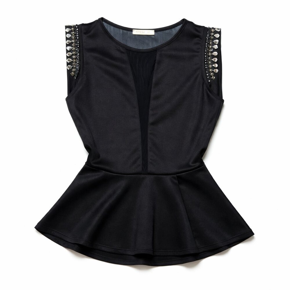 Arden B Beaded Top Medium Y2K Going Out Sleeveless Sheer Back Glam - Picture 2 of 6